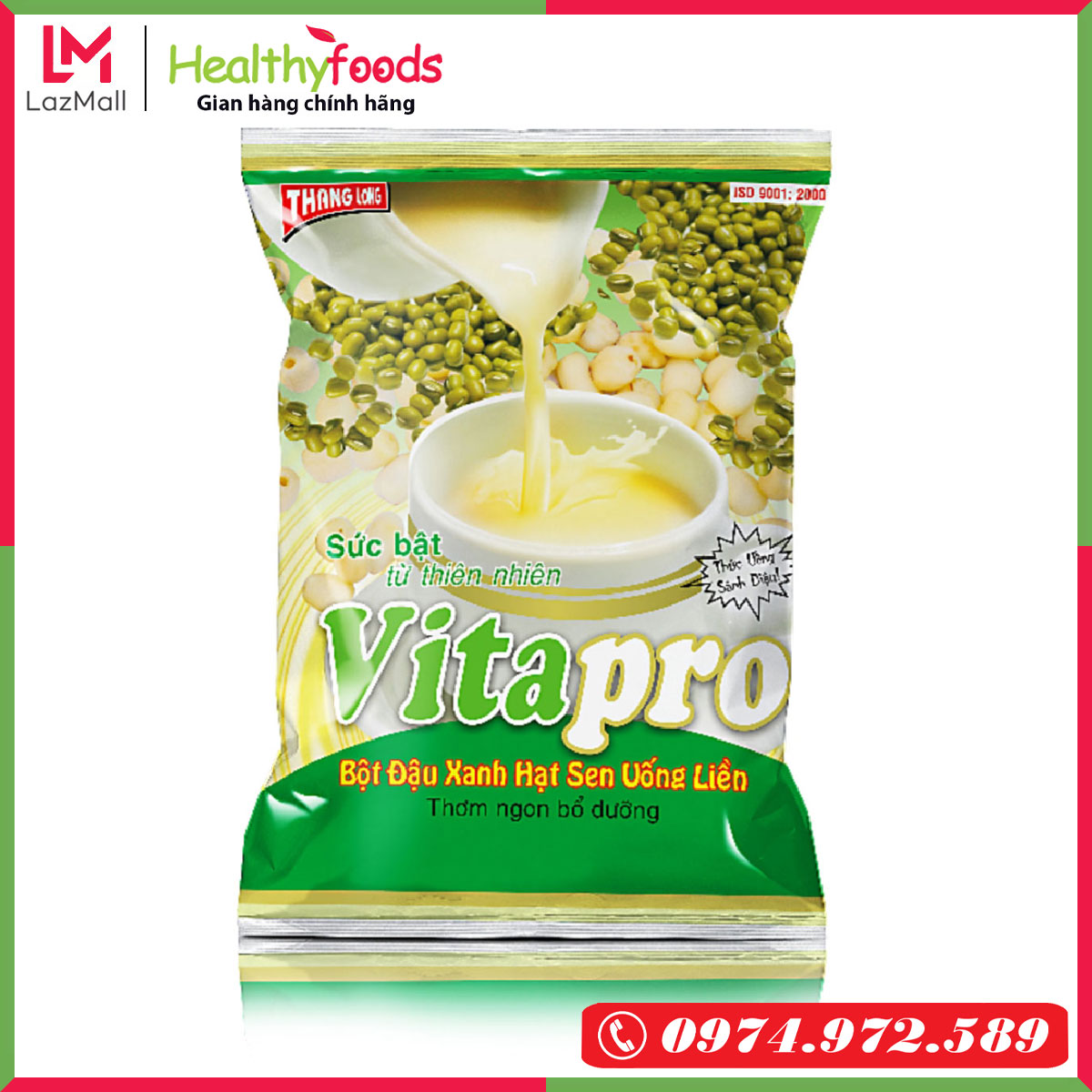 Bột Đậu Xanh Hạt Sen Vitapro 350g, Thanh Nhiệt, Giải Độc, Hỗ Trợ Điều Trị Chứng Mất Ngủ - Hàng Chính Hãng - HEALTHYFOODS