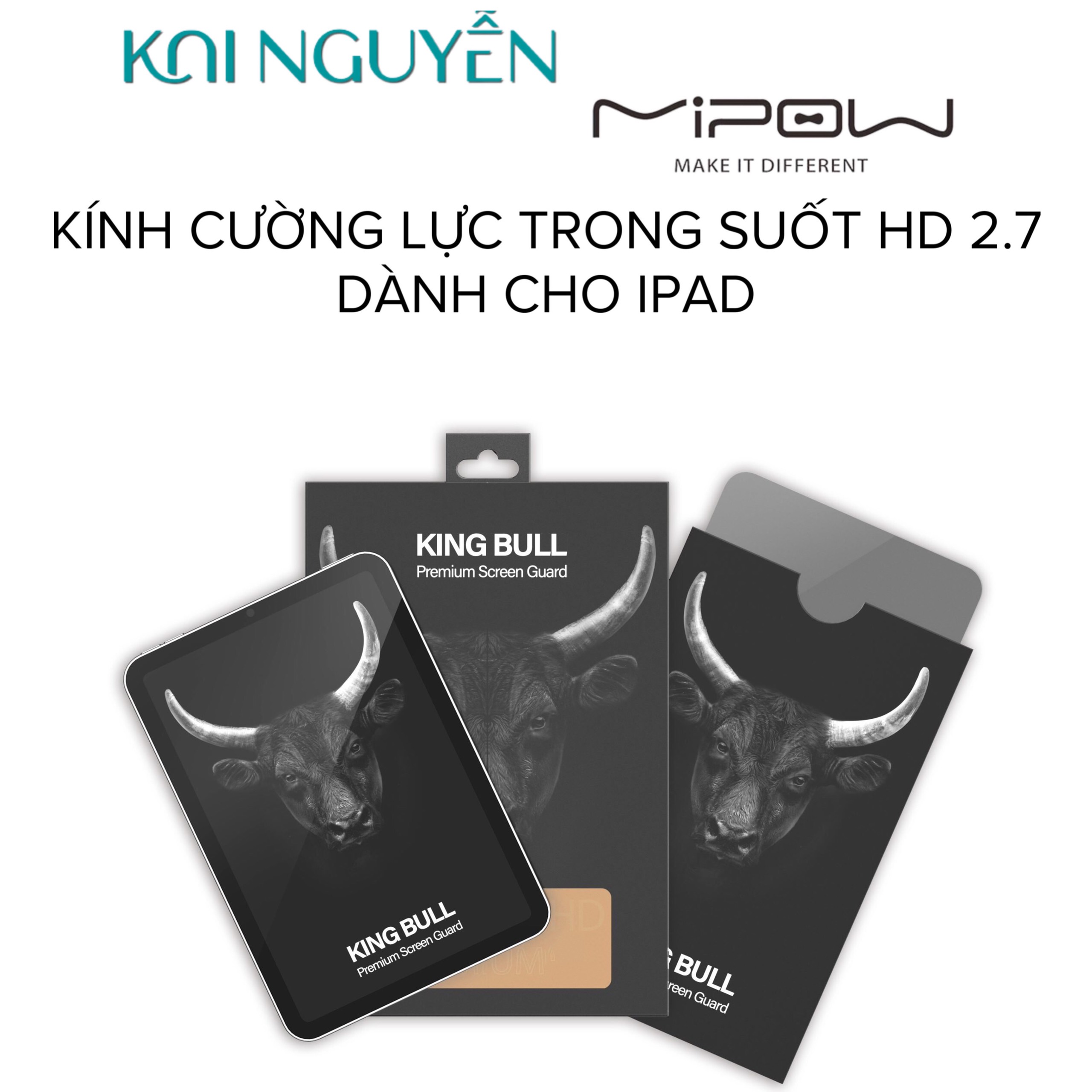 Miếng dán cường lực mipow kingbull premium hd dành cho ipad series - hàng chính hãng