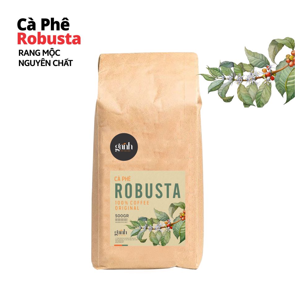 Cà phê nguyên chất rang mộc Xay Sẵn - Pha Phin/ Pha Máy - Cà Phê Robusta (500gr) Vị chua thanh tự nhiên - gu coffee Espreso
