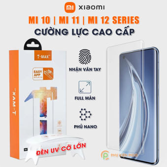 Kính cường lực Xiaomi Mi 10s / Xiaomi 12X / 12 Pro nhận vân tay trong màn hình đèn UV cỡ lớn T-Max - Dán màn hình Xiaomi Mi 10s