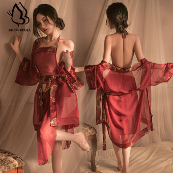 Bilovefull đồ lót gợi cảm thuần khiết khao khát Hanfu cám dỗ bộ đồ quyến rũ Đồ ngủ đồng phục cổ Tán Tỉnh