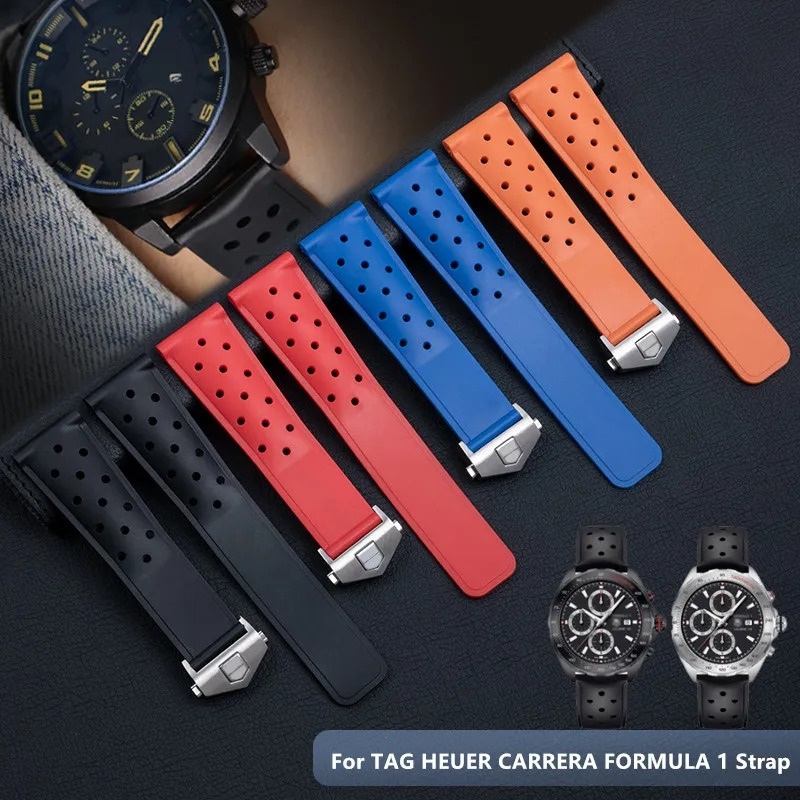 Watch Bracelet For TAG HEUER CARRERA Watch Chain 20 22 24mm TPU Silicone  Watch Strap Watch