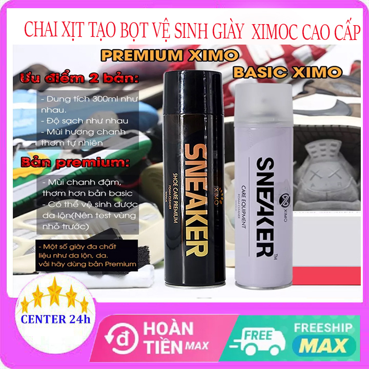 ⚡GIÁ SỐC⚡ Chai xịt tạo bọt vệ sinh giày Sneaker cao cấp -Chai Xịt Tạo Bọt Vệ Sinh Giày XIMO Cao Cấp 300ml - Tẩy trắng chuyên nghiệp, Bình xịt vệ sinh giày cao cấp tẩy sạch mọi vết bẩn, CENTẺ24H