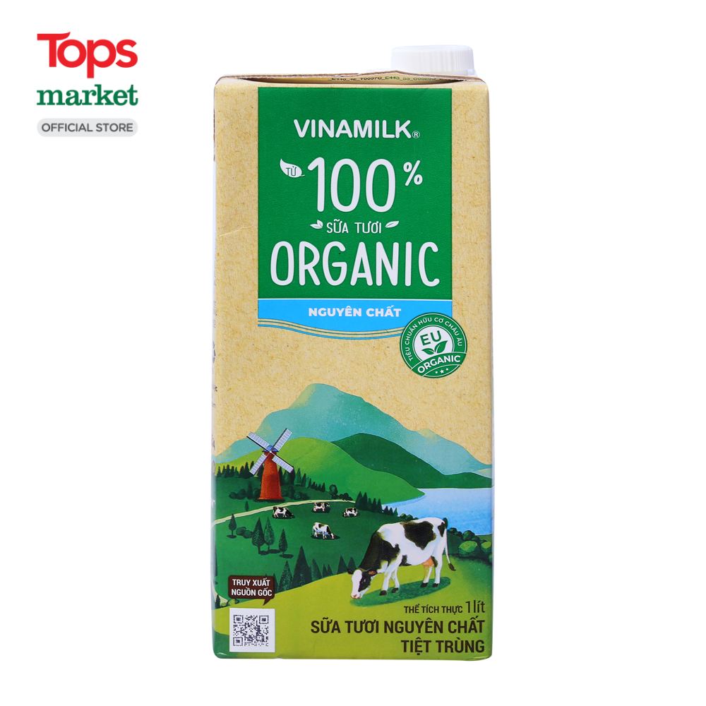 Sữa Tươi Tiệt Trùng Vinamilk Organic 100% Không Đường Hộp 1L
