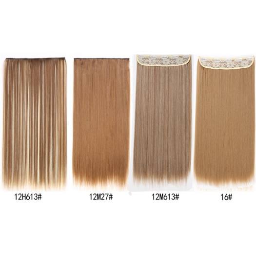 Kẹp Thẳng Dài Nối Tóc Tổng Hợp Một Mảnh, 5 Kẹp Tóc Giả Màu Vàng Tóc Đen