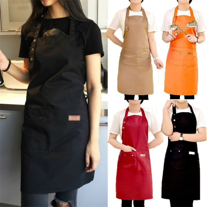 Gambar Apron Kitchen Cooking Apron Waterproof Cooking Apron Women Men Adjustable Apron Kitchen Baking Chefs Kitchen Coffee Cooking BBQ??