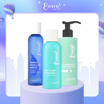 Combo dành cho da dầu mụn: Tẩy trang + Gel rửa mặt BHA + Toner Emmié