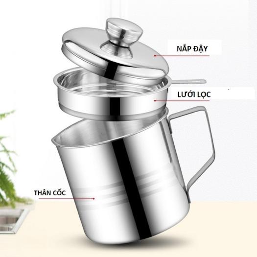 Ca Lọc Dầu Inox 304 Không Thấm Lọc Dầu Cực Trong ,Không Để Lại Cặn,Nguyên Chất Dầu Không Đen