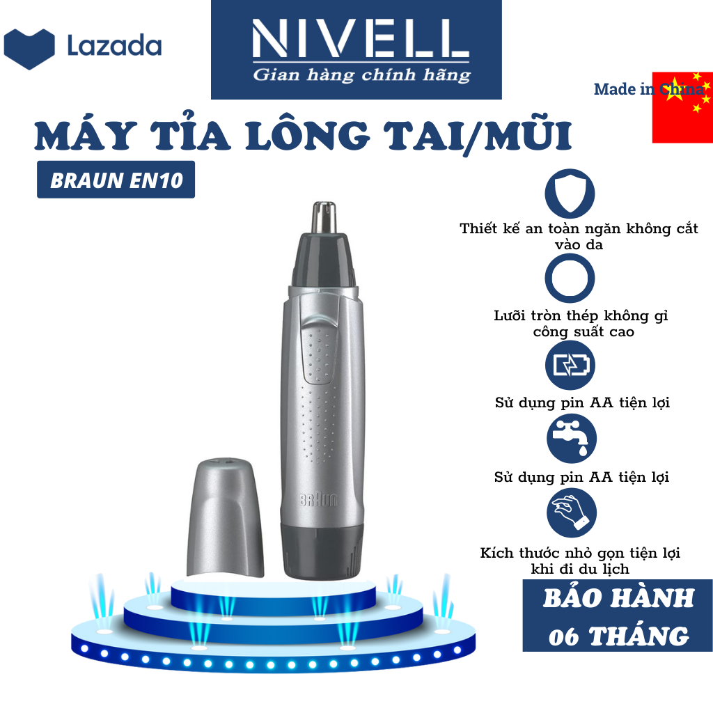 Máy cắt tỉa lông mũi Braun EN10 chính hãng nội địa Nhật Bản đa năng thông minh dành cho nam/nữ công suất cao dễ vệ sinh màu trắng bảo hành 1 năm toàn quốc
