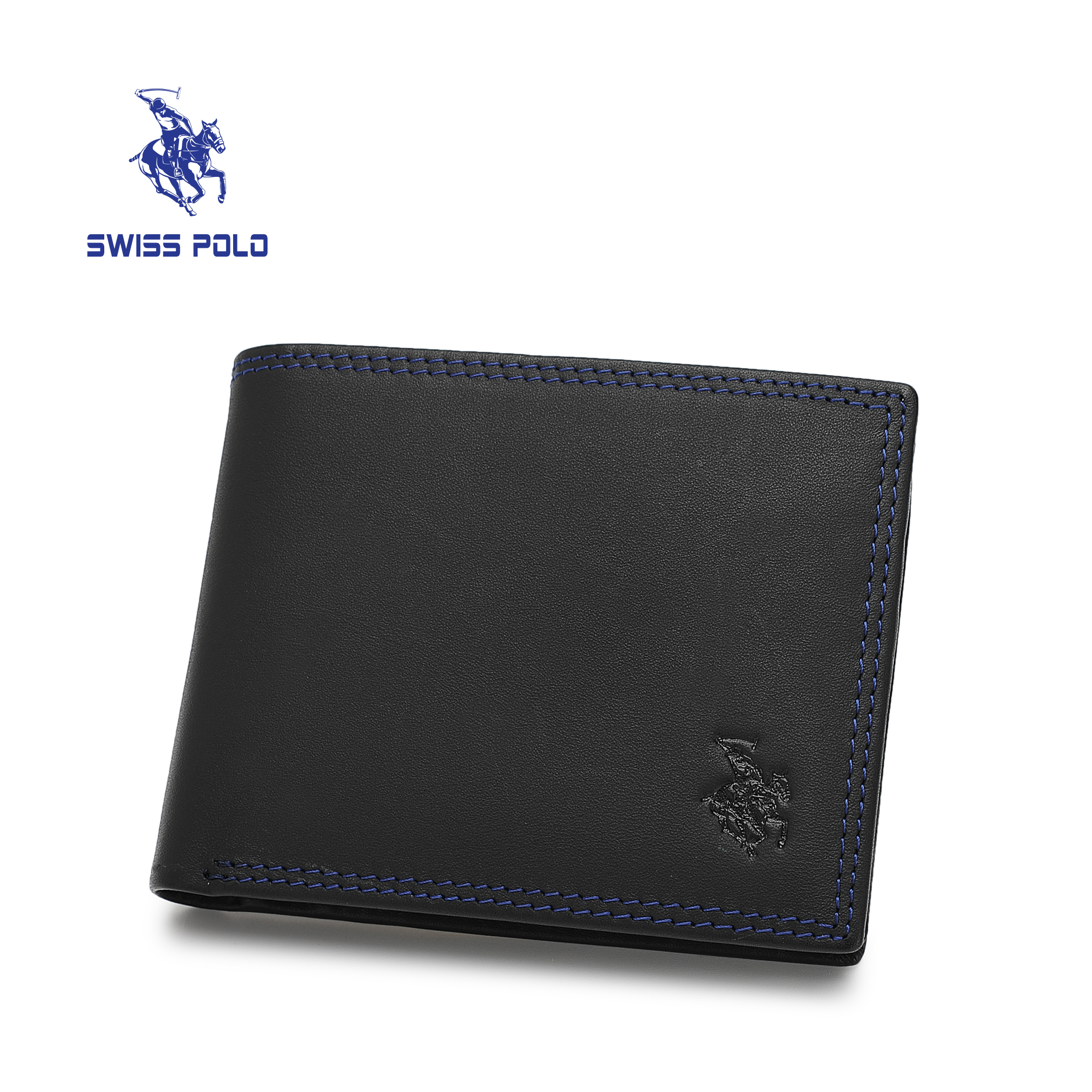 SWISS POLO Genuine Leather RFID Short Wallet SW 181-4 BLACK