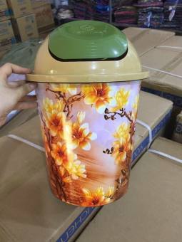 Thùng rác nhựa Việt Nhật cao cấp, có nặp lật. Đường kính 24cm, cao 35cm