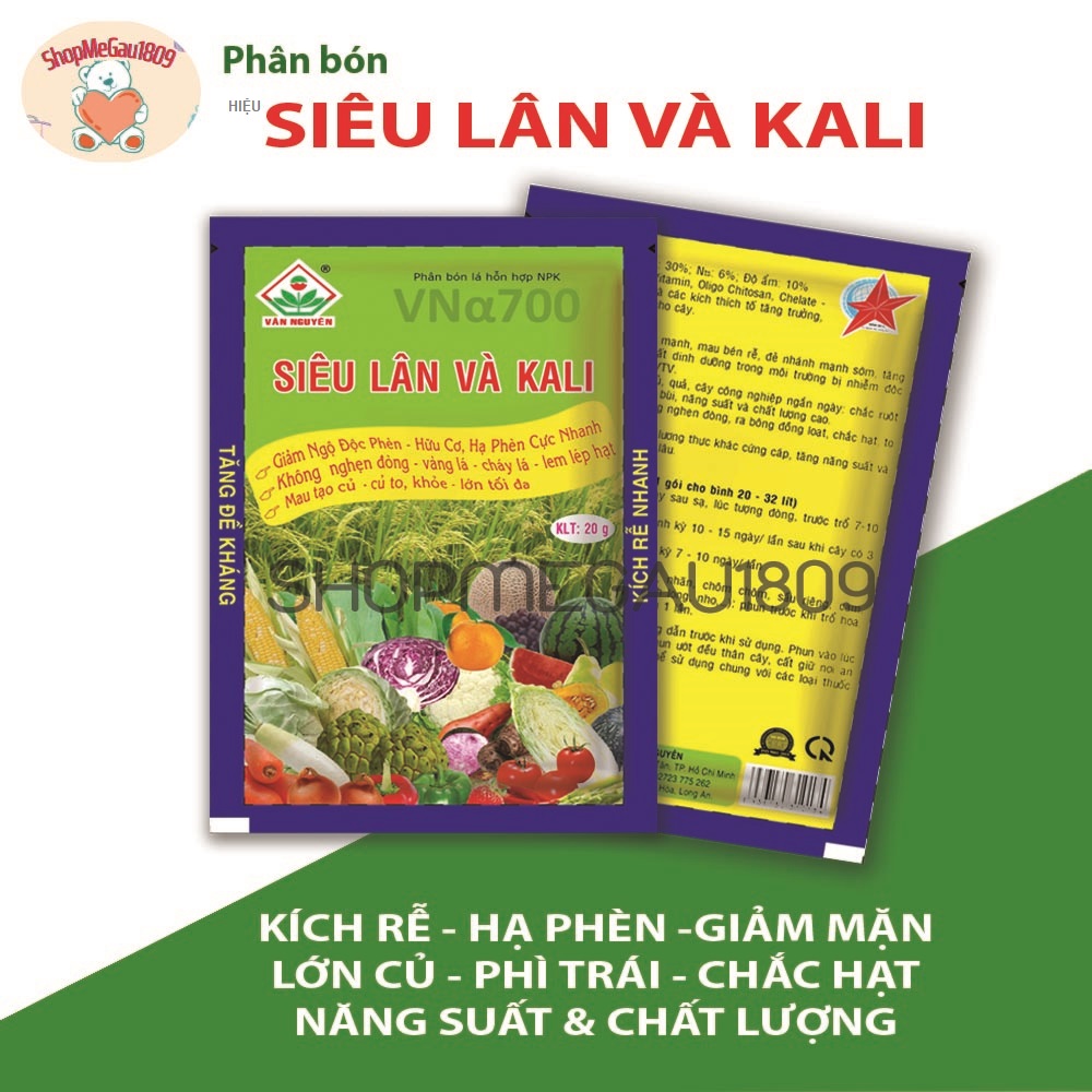 Phân bón siêu lân và kali gói 20 g_chuyên gia nuôi trái