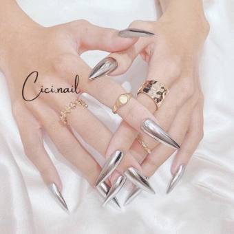 NAIL BOX , bộ móng tay giả tráng gương Bạc, nail giá rẻ