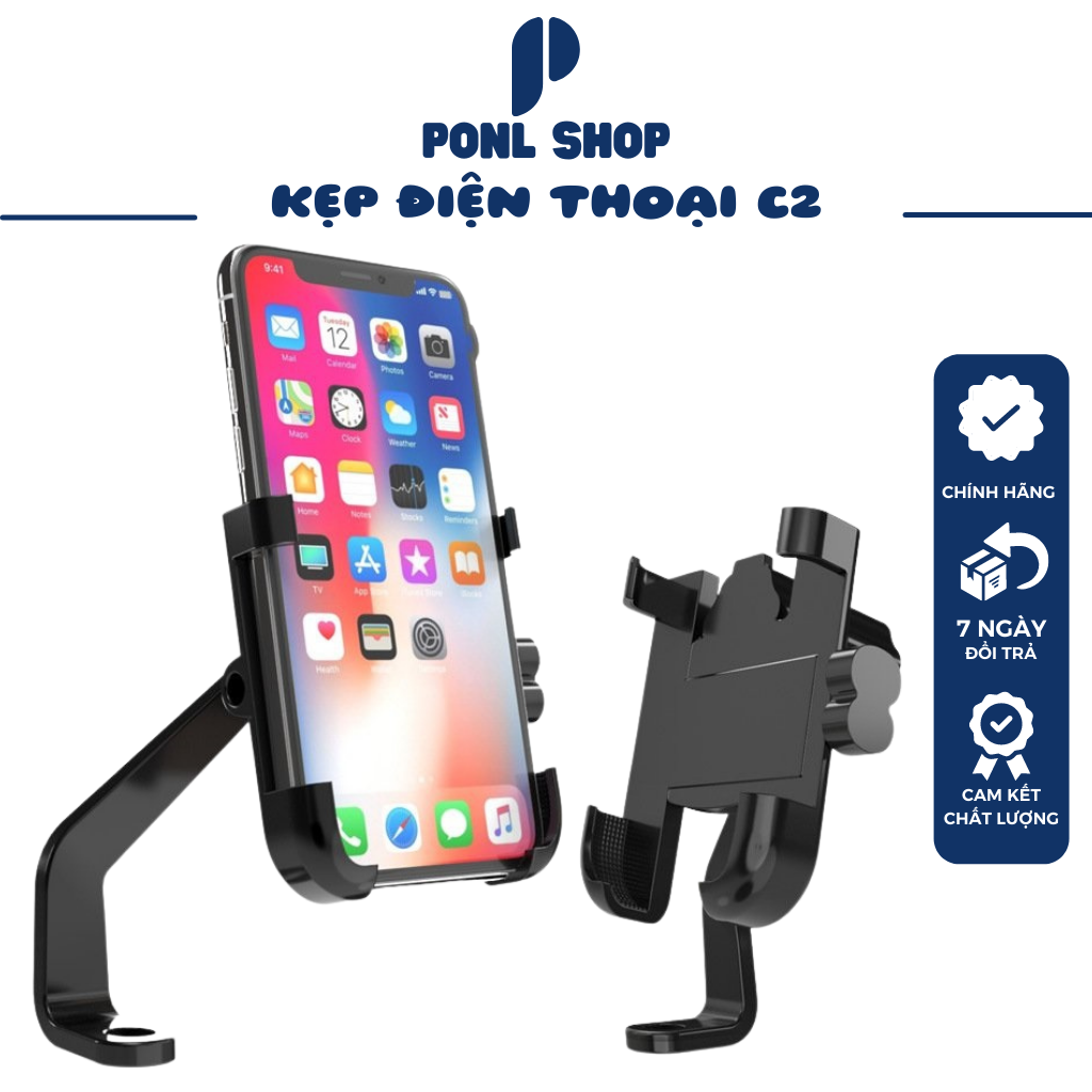 [HCM] Giá Đỡ - Kẹp Điện Thoại Gắn Xe Máy Inox C2 có lục giác