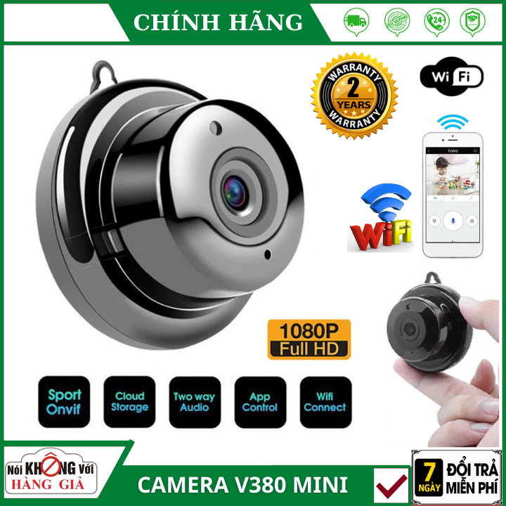 Camera mini wifi không dây kết nối điện thoại siêu nét V380 , nhỏ gọn phát hiện chuyển động , quay đ