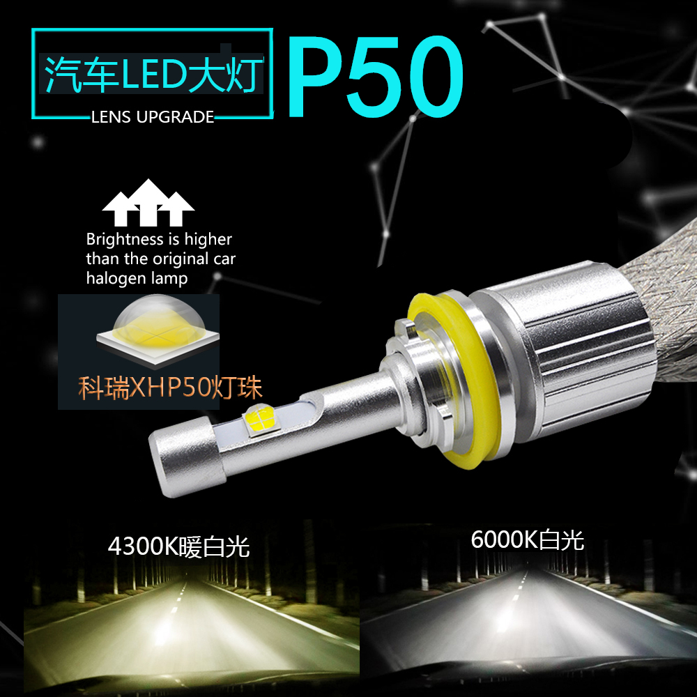 2 Pcs Xe Đèn H1 4300K Led Bóng Đèn 12000LM H11 H8 XHP50 6000K Led H7 55W Đèn Pha Bóng Đèn 9005 9006 Hb3 D2S H4 Sương Mù Ô Tô Ánh Sáng