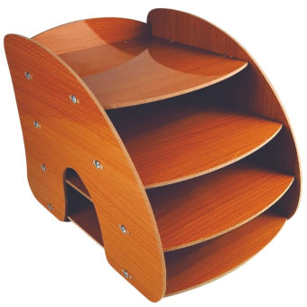 Kệ bàn học đựng hồ sơ tài liệu Kệ lưu trữ giấy A4, A5 bằng gỗ hình cong Vân Gỗ Óc Chó Đậm - Tặng kèm 1 móc khóa nhựa dễ thương