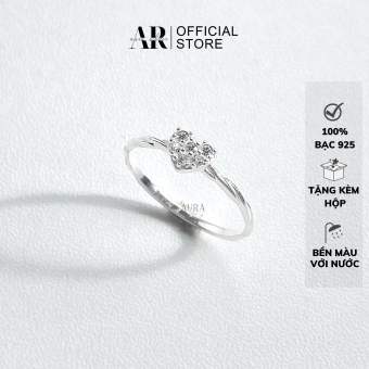Nhẫn bạc nữ tim xoắn nhẫn mặt nạm đá Aura Silver-n42