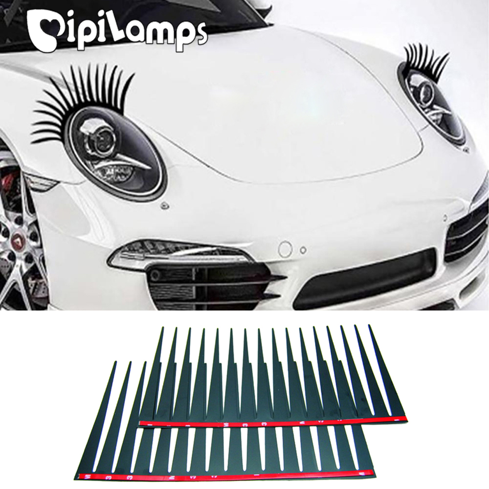 2 miếng dán lông mi đèn pha xe hơi lông mi giả màu đen quyến rũ 3d miếng dán và đề can vui nhộn trang trí đèn pha xe hơi