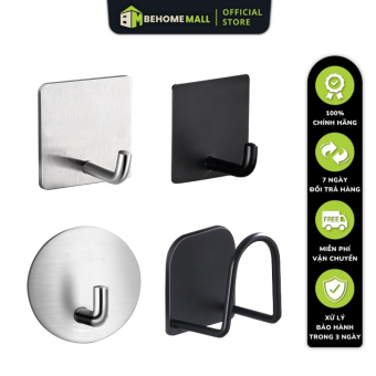 Móc dán tường chịu lực 8KG bằng inox 304 cao cấp không cần khoan - tặng kèm băng keo 2 mặt hoặc keo dán miễn phí