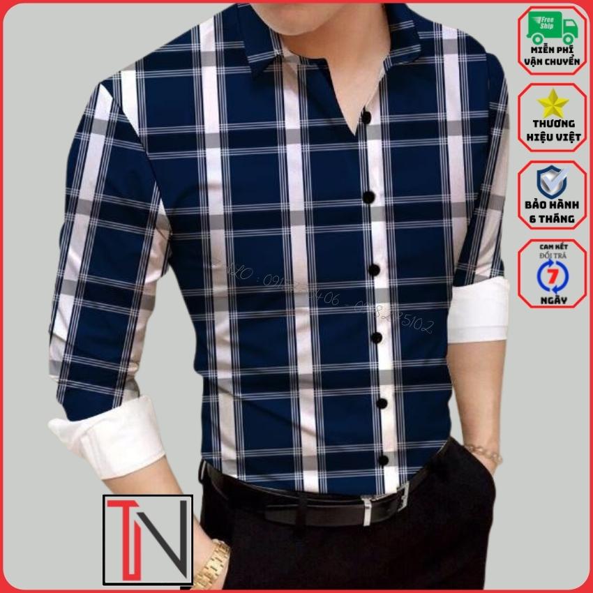 Áo Sơ Mi Nam Tay Dài Họa Tiết Sọc Caro Kiểu Hàn Quốc Đẹp -MSA9- Chất Liệu Lụa Twill Mềm Mại , Mịn Màng , Chống Nhăn , Siêu Mát , thấm hút mồ hôi nhanh🔸 TANNGUYEN 🔸