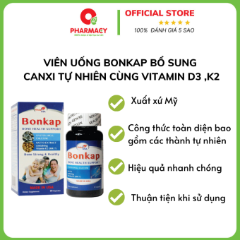 Viên uống Bonkap Bổ Sung Canxi Tự Nhiên Cùng Vitamin D3, K2 nhập khẩu Mỹ