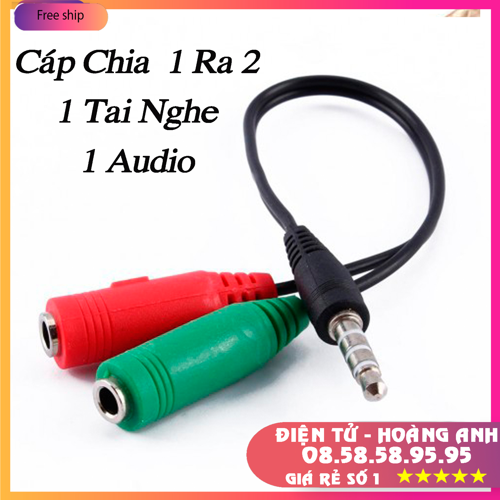 Đầu jack 3.5 chia 1 ra 2 tai nghe và micro