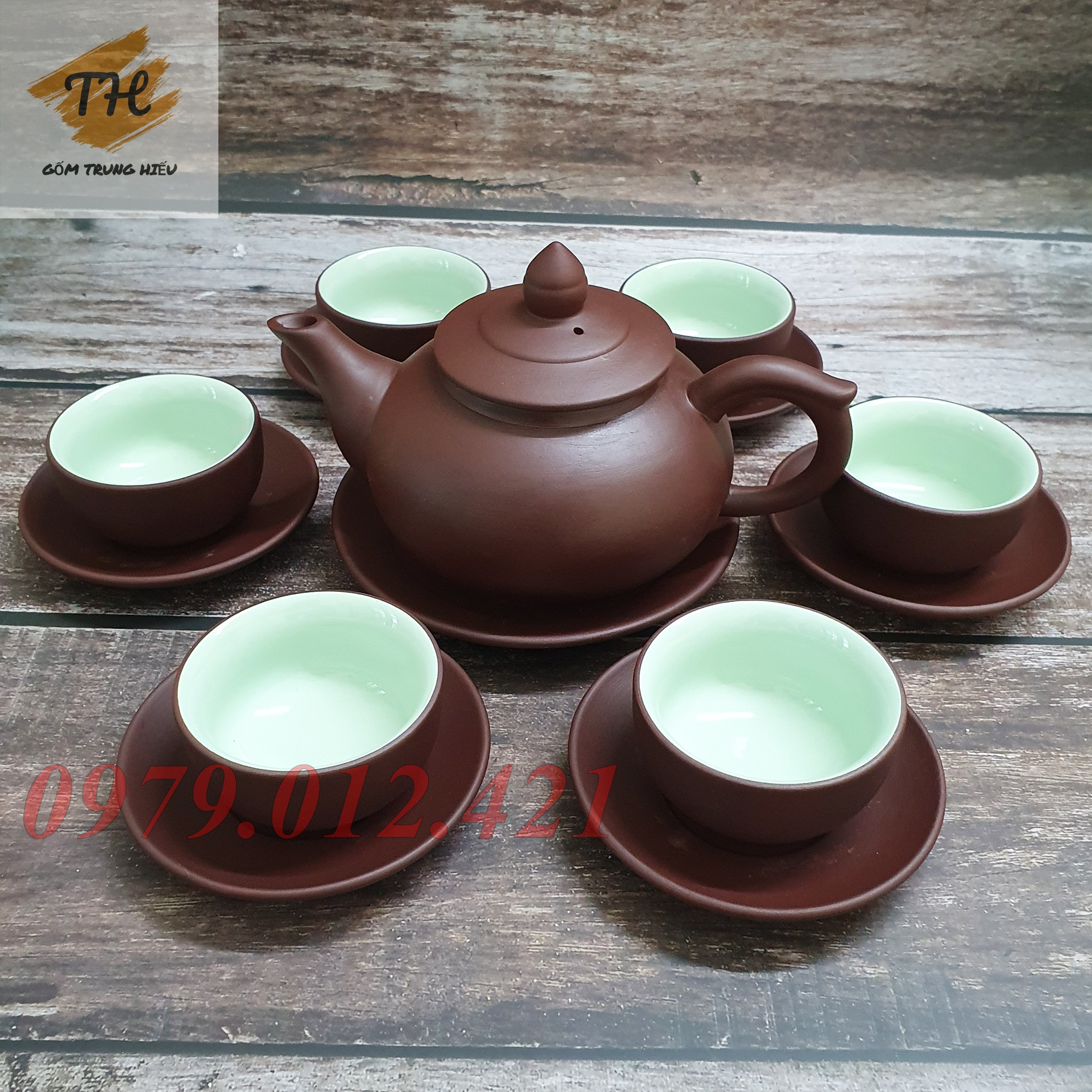 Bộ ấm chén Tử Sa Bát Tràng chóp nâu hàng loại 1