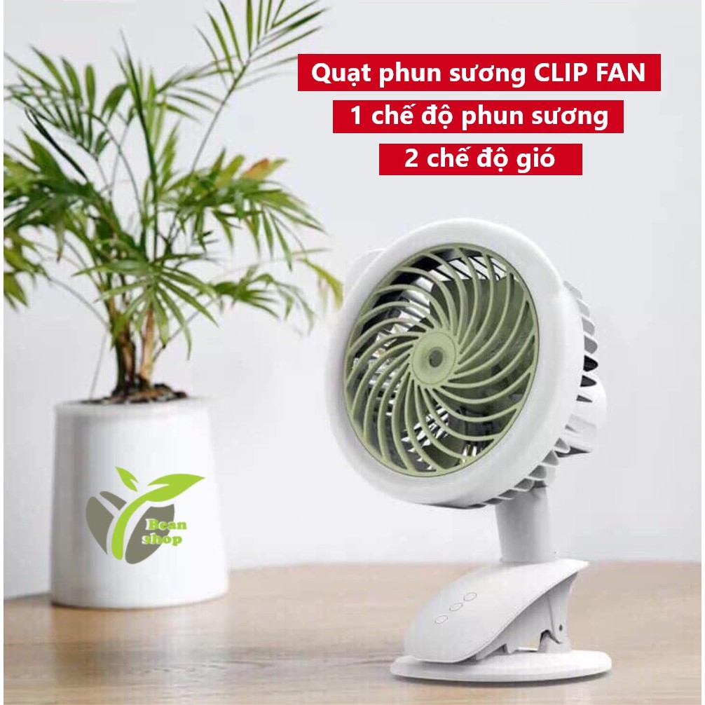 [ HN - HCM  ] Quạt mini tích điện phun sương cầm tay để bàn hoặc kẹp CLIP FAN, Có 3 chế độ tiện lợi, Kẹp Bàn Nhỏ Gọn Xoay 360 Độ Cực Mát ,Quạt Phun Sương Hơi Nước Chạy trực tiếp bằng nguồn 5v.giá rẻ  Bảo Hành 12 Tháng,.