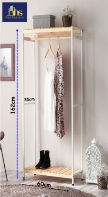 [Nhận đặt theo yêu cầu] [Korean style] Kệ treo quần áo đa năng Sắt Gỗ size M màu TRẮNG. Tủ treo quần áo đẹp, hiện đại, sang trọng, cá tính phù hợp mọi không gian kiến trúc. SP cao cấp, đạt tiêu chuẩn Hàn Quốc