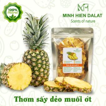 Thơm sấy dẻo muối ớt - Thơm sấy mộc không đường Minh Hiền Đà Lạt - Khóm sấy - Dứa sấy vị tự nhiên, ít ngọt.