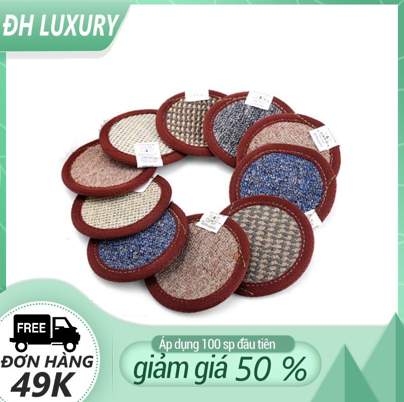 Set 10 cái đế lót ly vải nỉ thấm hút nhanh