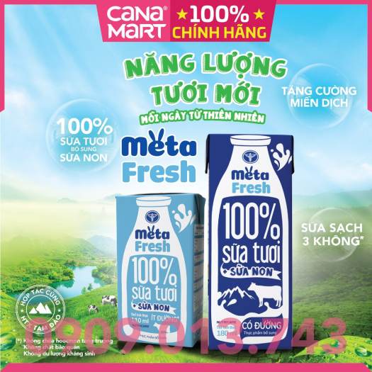 Thùng sữa tươi Nutricare Meta Fresh Ít Đường sữa non tăng cường miễn dịch (110ml)