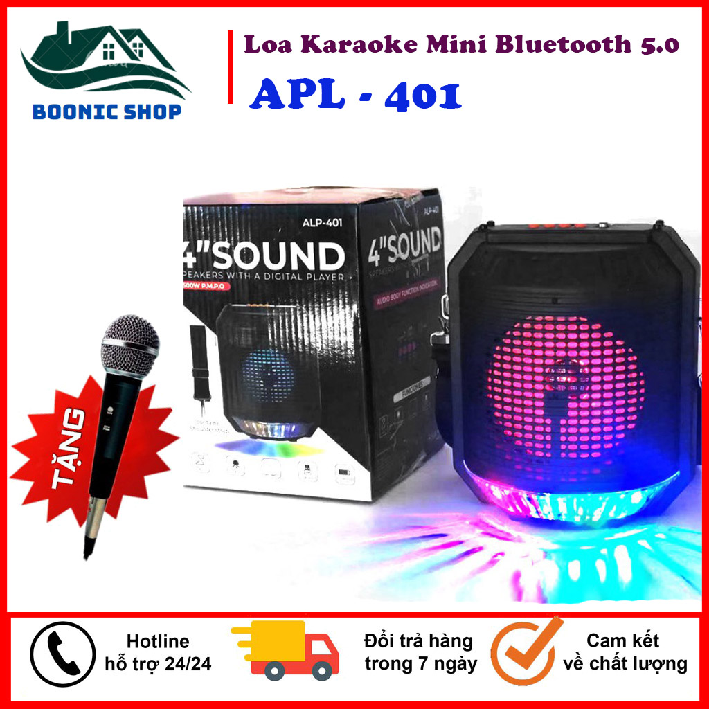Loa bluetooth hát karaoke xách tay alp - 401 - loa karaoke mini có kèm micro hát và dây đeo