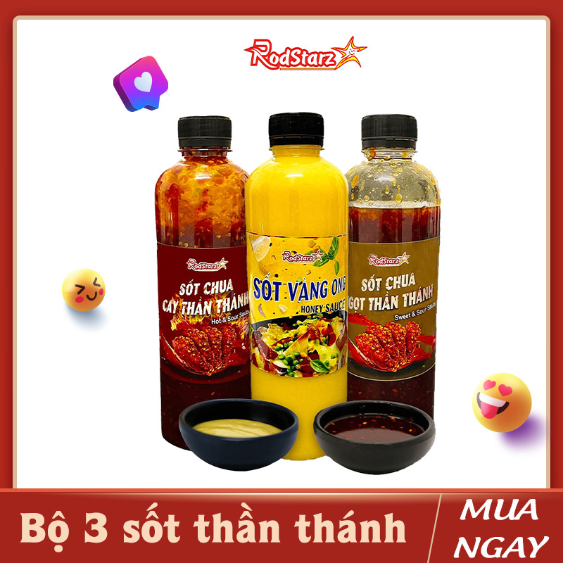 Bộ 03 sốt thần thánh Rodstarz 500ml sate trộn mì, hủ tíu, trộn salad, thịt nướng, gà rán, Khoai tây chiên, nước ướp thịt, đồ nướng, tương ăn chay
