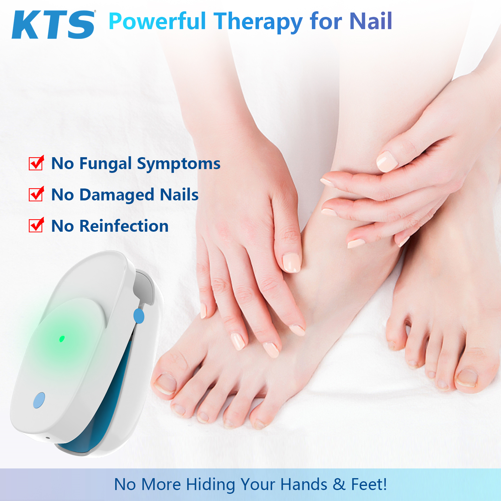 KTS original Mini Toenail Onychomycosis Therapy Cure Equipment Nail Fungus Laser Device 905Nm Home Phototherapy Paronychia Foot Care Tools ราคา 1,490 บาท*ส่งฟรี