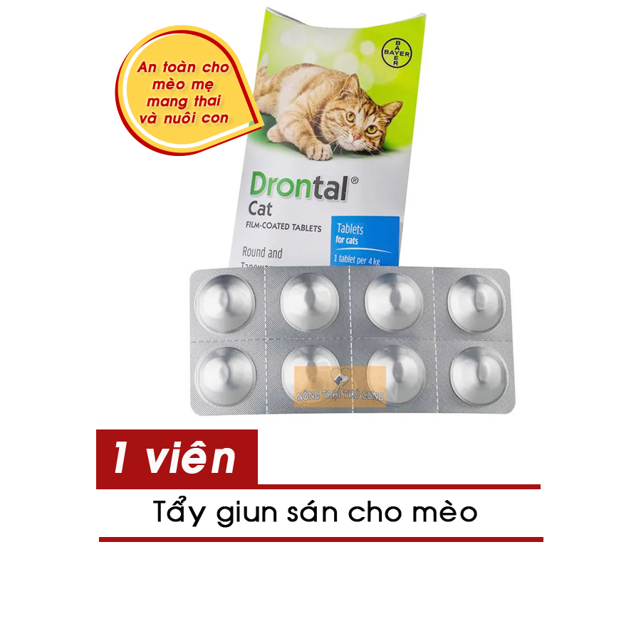 Viên Xổ Giun Sán Drontal Cho Mèo (An Toàn Cho Mèo Mang Thai) - Lẻ 1 viên - [Nông Trại Thú Cưng]