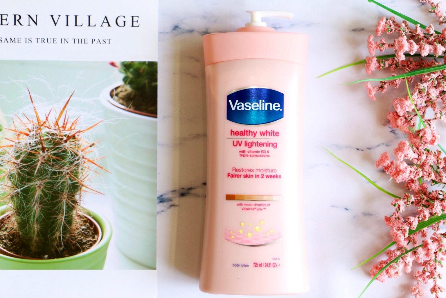 [HÀNG NHẬP MỸ] SỮA DƯỠNG THỂ VASELINE HEATHY WHITE UV LIGHTENING 725ML ( HỒNG)
