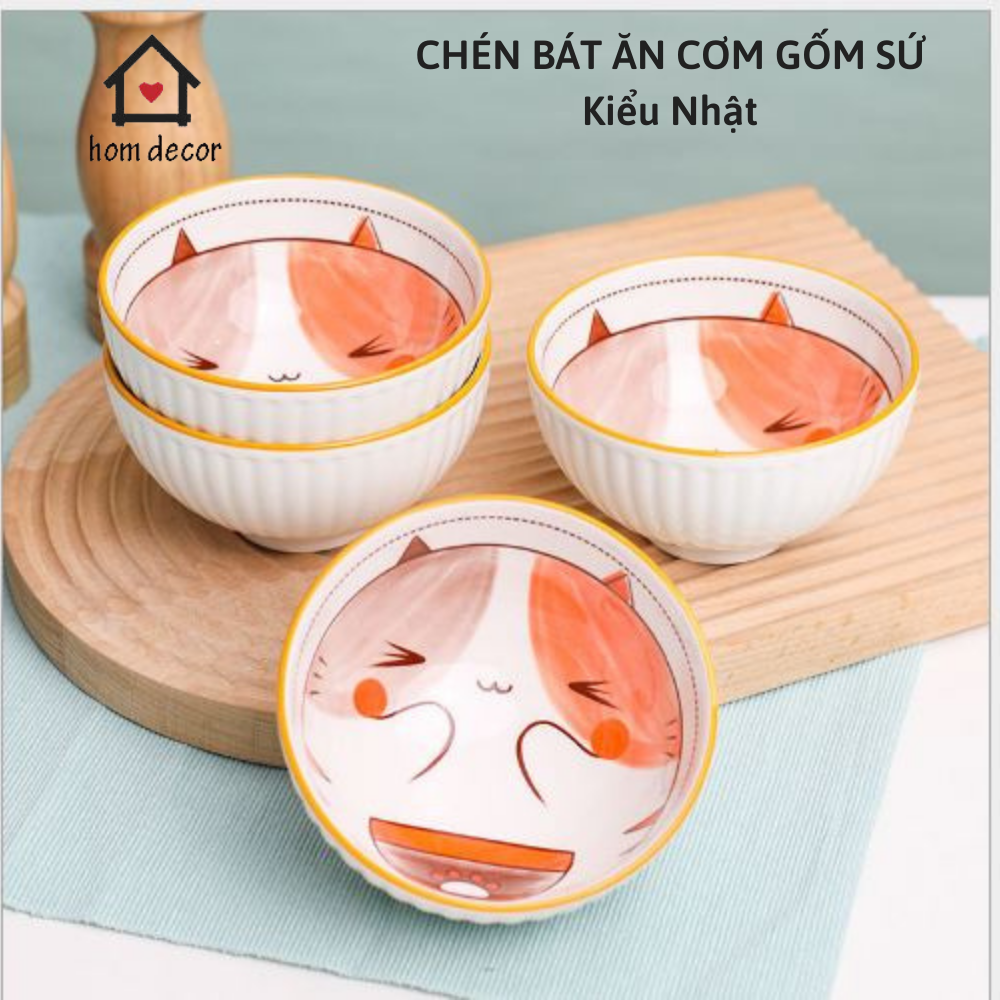 Bát Chén Ăn Cơm Gia Đình Dễ Thương Chất Liệu Gốm Sứ Cao Cấp Phong Cách Nhật Bản