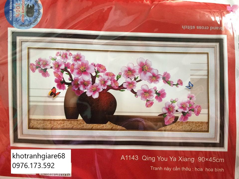 Tranh thêu tay tranh thêu hoa đào đẹp sản phẩm thủ công tuyệt đẹp