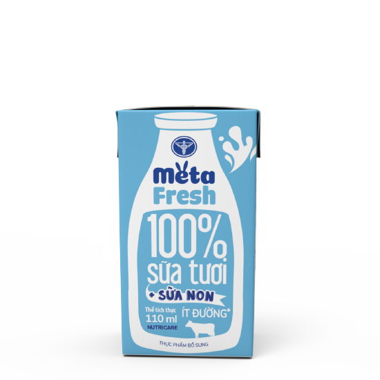 Thùng sữa tươi Meta FRESH ít đường (110ml x 48 hộp)