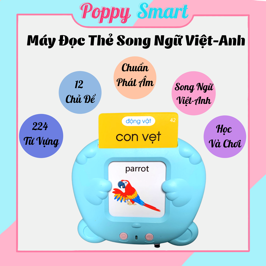 Máy đọc thẻ tiếng anh, máy đọc thẻ tiếng anh flashcard 112 thẻ 224 từ khoá và 12 chủ đề