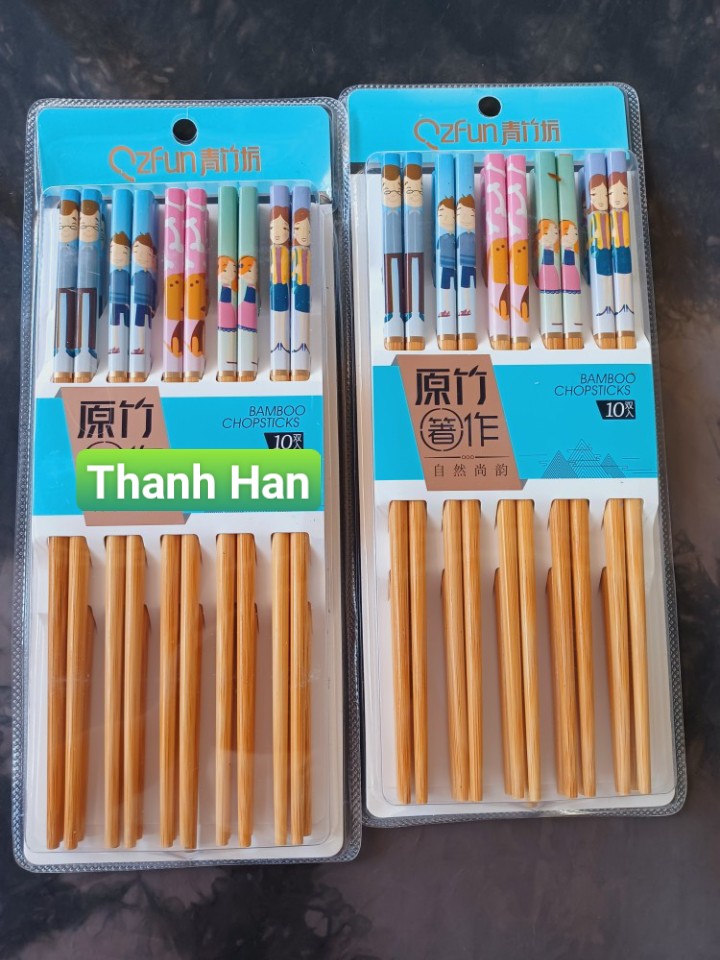Hộp 10 Đôi Đũa Gổ Tre Cứng Cáp 100 Tự Nhiên , Đũa Gổ Cao Cấp In Tem Sang Trọng