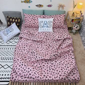 Bộ Chăn Ga Gối Cotton Poly CAS Decor - Hình Báo Hồng ( 3 Món , 4 Món , 5 Món )