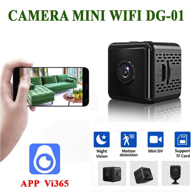 Camera Mini Wifi DG-01 FullHD 480P Giám Sát, Hồng Ngoại Quay Ban Đêm, Siêu Nhỏ Không Dây - App Vi365