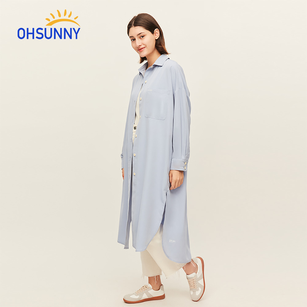 Ohsunny áo dài chống nắng cho nữ áo khoác dáng rộng ngoài trời upf50 +