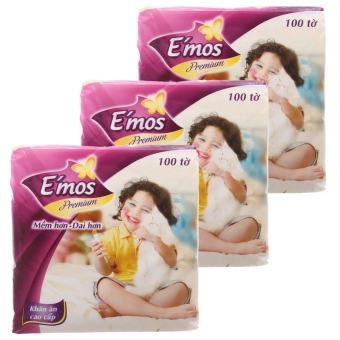 Combo 5 Bịch Khăn Giấy Vuông Emos Premium Khổ giấy 330mmx330mm - Thùng 4kg5 30 Gói