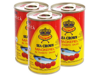 Lốc 10 lon Cá nục sốt cà Sea Crown hộp 155g