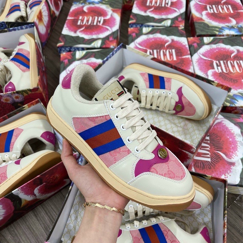 Giày Thể Thao gucci Hồng Cổ Thấp , giày gucci sơn tùng xanh Hót TRend 2020 Full Box Bil l + Tặng Dây hàng cao cấp