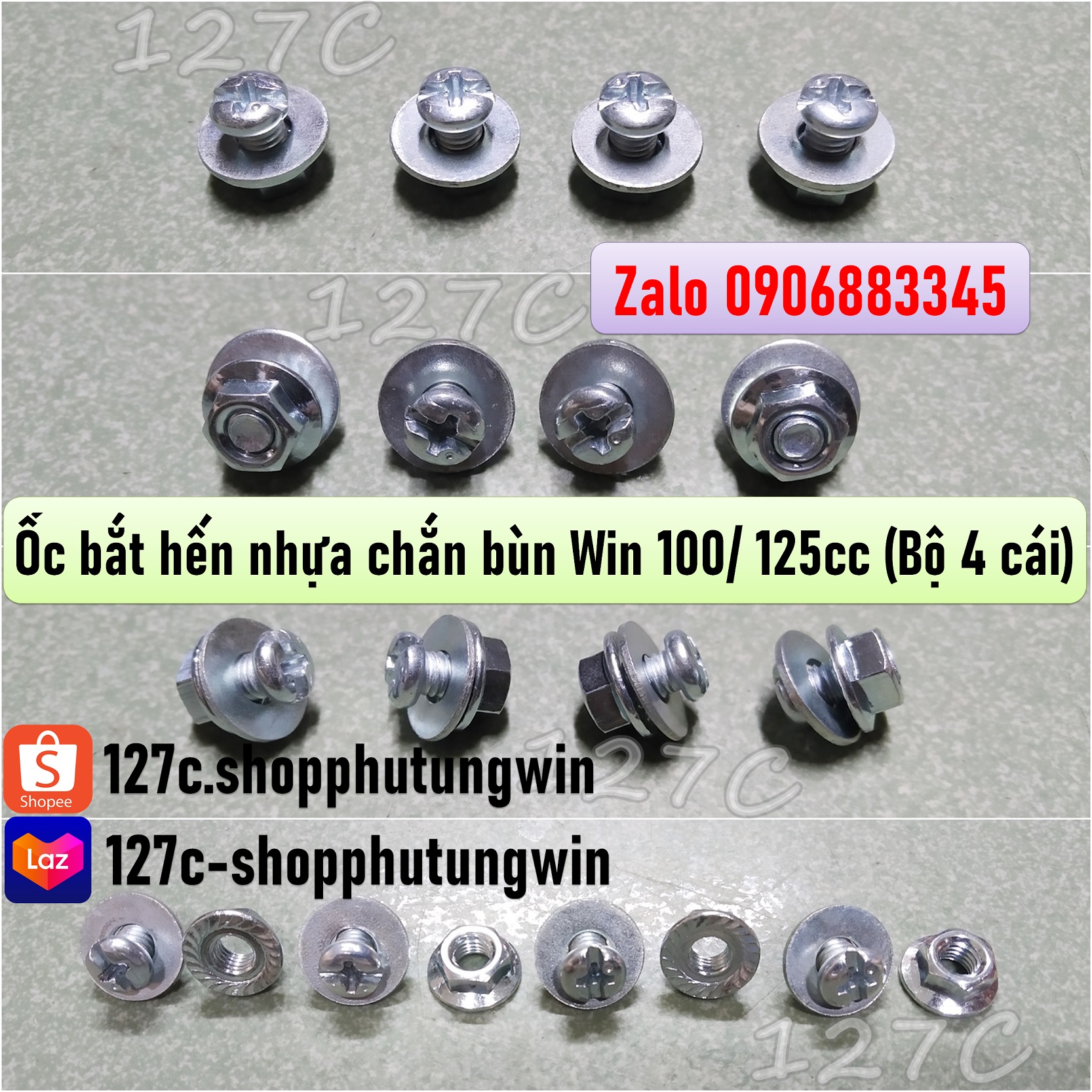 Ốc bắt hến nhựa chắn bùn win 100/ 125cc